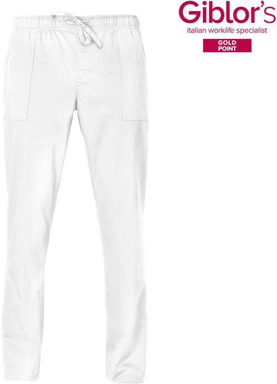 Pantalone Rodi Unisex Bianco Tessuto Satin Uomo Medico Farmacista Dentista Infermiere