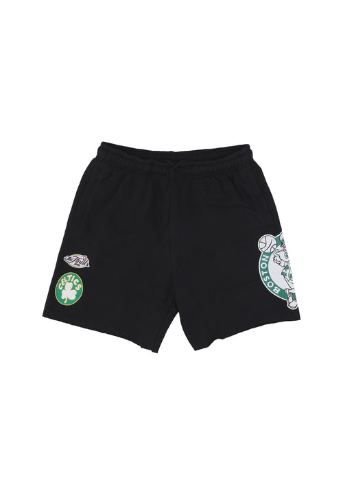 MITCHELL & NESS Pantalone Corto Tuta Felpato Uomo Nba Postgame Vintage Logo Fleece Short Boscel Black da uomo