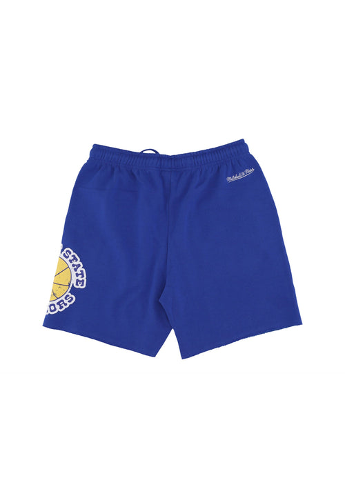MITCHELL & NESS Pantalone Corto Tuta Felpato Uomo Nba Postgame Vintage Logo Fleece Short Golwar Royal da uomo