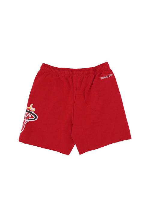 MITCHELL & NESS Pantalone Corto Tuta Felpato Uomo Nba Postgame Vintage Logo Fleece Short Miahea Scarlet da uomo