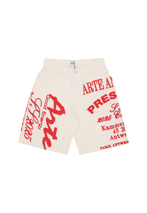 ARTE Pantalone Corto Uomo Red Print Shorts Cream da uomo
