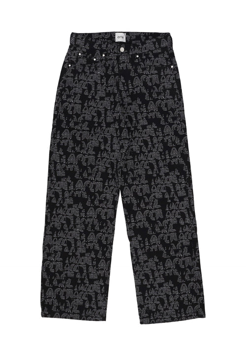 ARTE Pantalone Lungo Uomo Allover Logo Pant Black da uomo