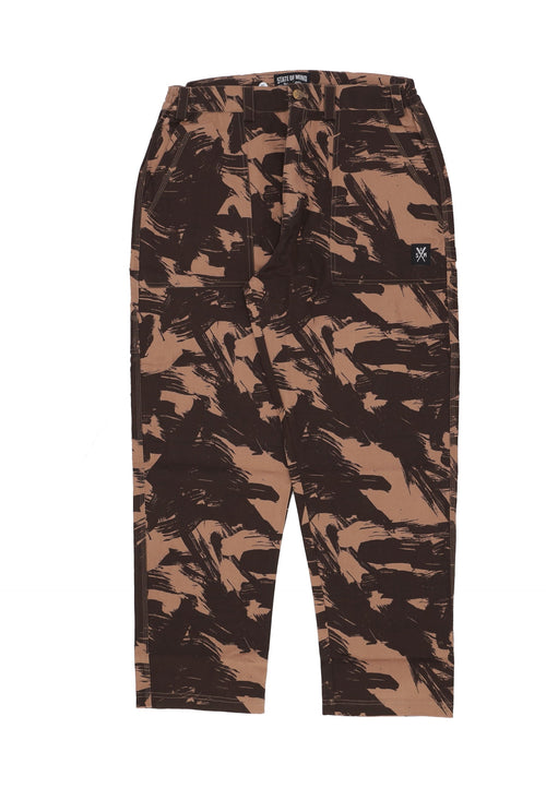 5TATE OF MIND Pantalone Lungo Uomo Worker Pants Brown/camo da uomo