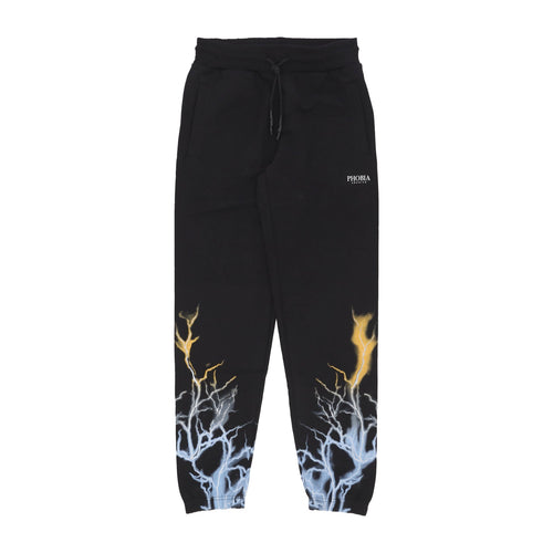 PHOBIA Pantalone Tuta Leggero Uomo Bicolor Lightning Print Pants Black da uomo