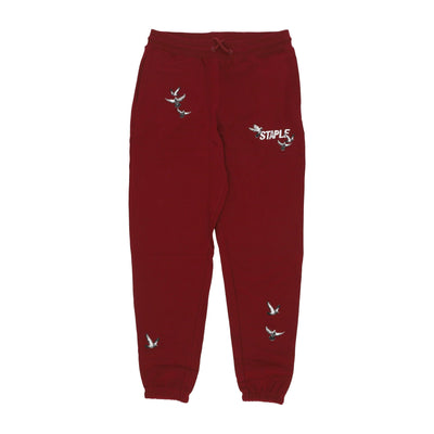 STAPLE Pantalone Tuta Leggero Uomo Flock Logo Sweatpant Burgundy da uomo