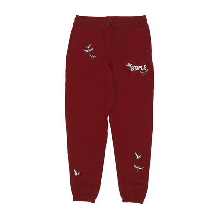 STAPLE Pantalone Tuta Leggero Uomo Flock Logo Sweatpant Burgundy da uomo