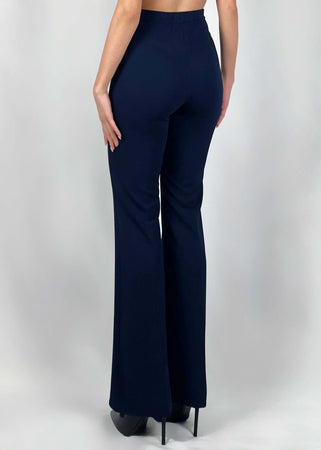 Pantaloni-blu-a-zampa-con-raso-in-vita