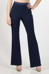 Pantaloni-blu-a-zampa-con-raso-in-vita