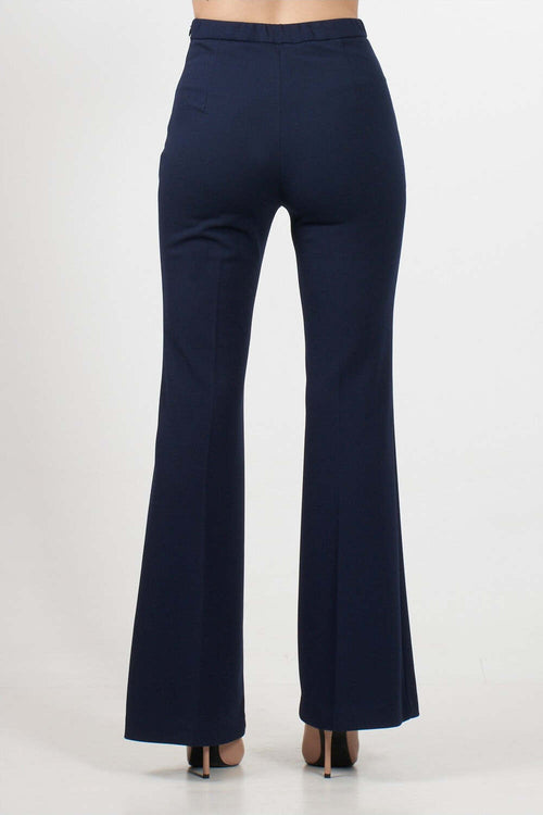 Pantaloni-blu-a-zampa-con-raso-in-vita