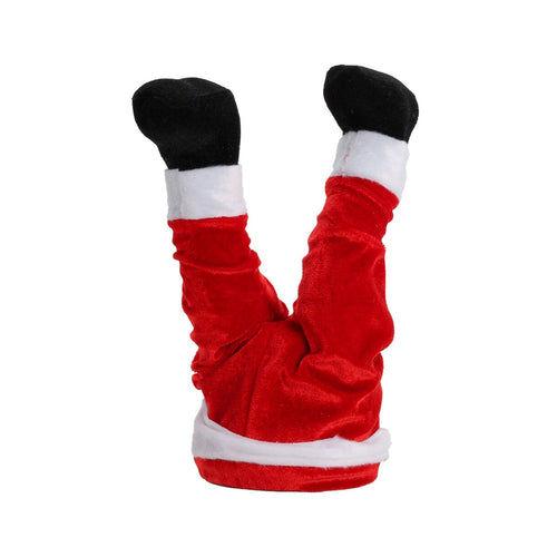 Gambe Babbo Natale capovolto con movimento e led per decorazioni natalizie