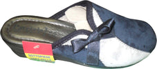 Pantofola invernale da donna Blu e Grigia con suola in Pelle Art. 40c PATRIZIA Pantofola donna L'Orchidea - Siderno, Commerciovirtuoso.it