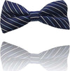 Papillon-Strisce-Blu-Beige-Cravattino-Farfallino-Cravatta-Frack-Papion