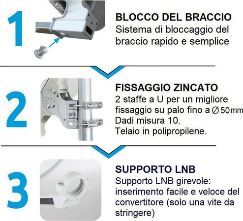 Parabola-satellitare-60-Cm-in-acciaio-con-LNB-Singola-Uscita-SEDEA