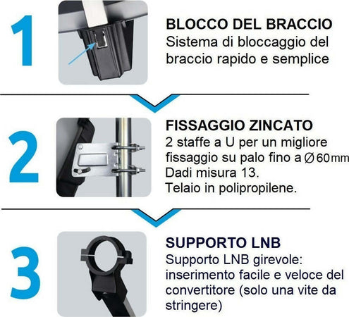 Parabola-satellitare-80-Cm-in-acciaio-con-LNB-Singola-Uscita-SEDEA