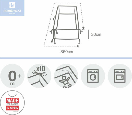 Paracolpi 360 360X30X3 Cm Liso E Bianco Casa e cucina/Tessili per la casa/Biancheria per culle e lettini/Biancheria bimbi/Paraurti per letto La Casa Del Bebè - Napoli, Commerciovirtuoso.it