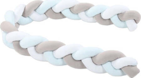 Paracolpi a treccia, bianco/beige/acqua, 200 cm Casa e cucina/Tessili per la casa/Biancheria per culle e lettini/Biancheria bimbi/Paraurti per letto La Casa Del Bebè - Napoli, Commerciovirtuoso.it