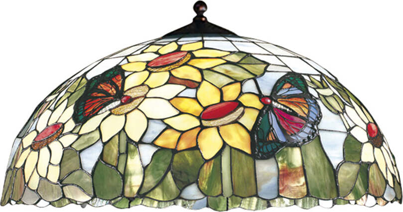 Paralume-Tiffany-In-Vetro-Decorato-Multicolor-D.-55-Cm-Per-Sospensione