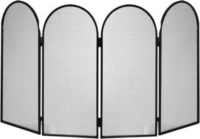 PARASCINTILLE PER CAMINO SCHERMO 4 ANTE LATERALI 95 X H 50 CM IN FERRO BATTUTTO