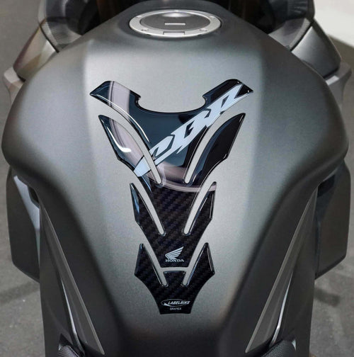 Paraserbatoio-moto-CBR-Licenza-Ufficiale-Honda-adesivo-resina-3D-carbonio-bianco
