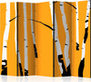 Paravento-Birches-on-the-orange-background-II-[Room-Dividers]