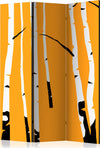 Paravento-Birches-on-the-orange-background-[Room-Dividers]