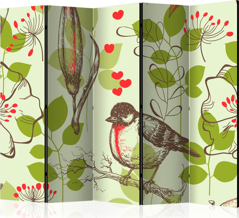 Paravento-Bird-and-lilies-vintage-pattern-II-[Room-Dividers]