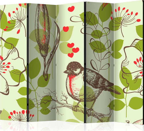 Paravento-Bird-and-lilies-vintage-pattern-II-[Room-Dividers]