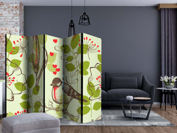 Paravento-Bird-and-lilies-vintage-pattern-II-[Room-Dividers]