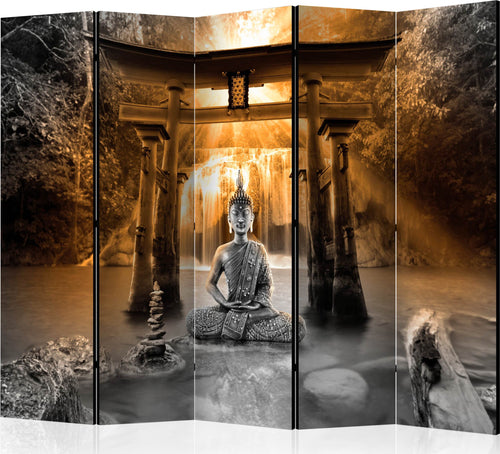 Paravento-Buddha-Smile-(Orange)-II-[Room-Dividers]