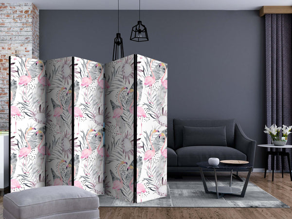 Paravento-Flamingos-and-Twigs-II-[Room-Dividers]
