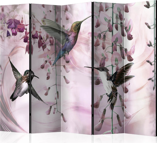 Paravento-Flying-Hummingbirds-(Pink)-II-[Room-Dividers]