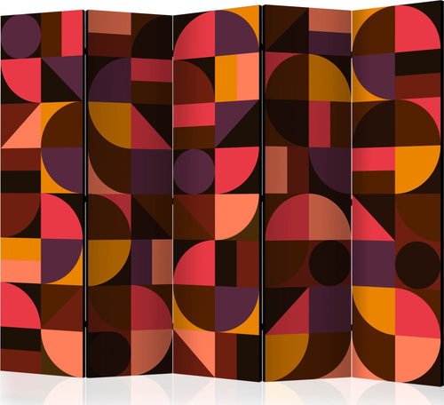 Paravento-Geometric-Mosaic-(Red)-II-[Room-Dividers]
