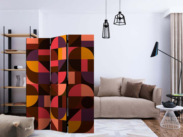 Paravento-Geometric-Mosaic-(Red)-[Room-Dividers]