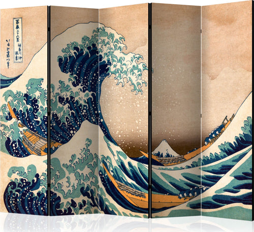 Paravento-Hokusai:-The-Great-Wave-off-Kanagawa-(Reproduction)-II-[Room-Dividers]