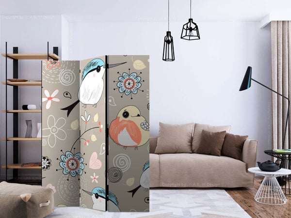 Paravento-Natural-pattern-with-birds-[Room-Dividers]