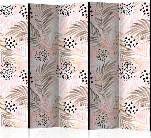 Paravento-Pink-Palm-Leaves-II-[Room-Dividers]