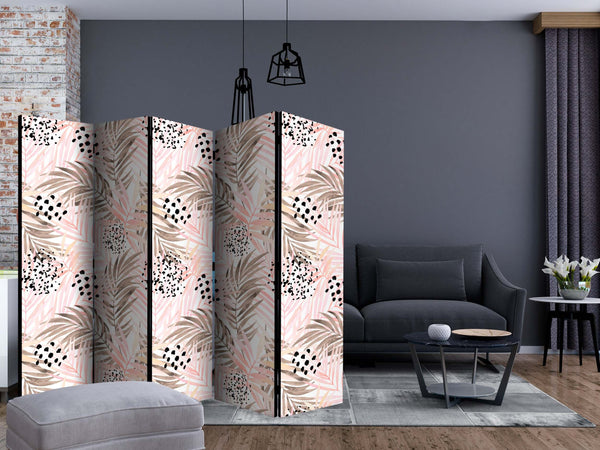 Paravento-Pink-Palm-Leaves-II-[Room-Dividers]