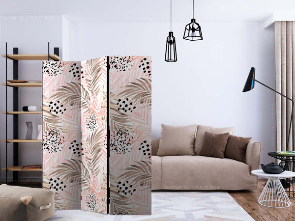 Paravento-Pink-Palm-Leaves-[Room-Dividers]