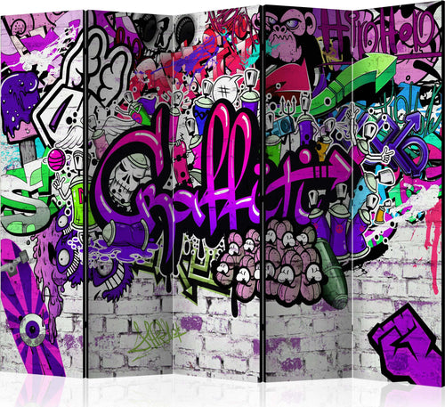 Paravento-Purple-Graffiti-[Room-Dividers]