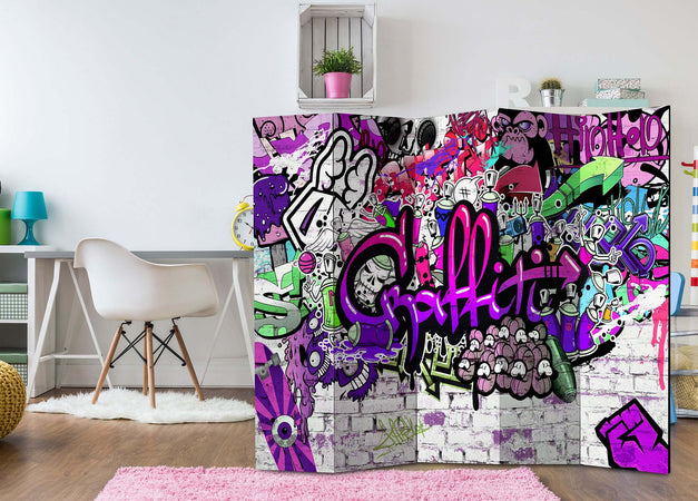 Paravento-Purple-Graffiti-[Room-Dividers]