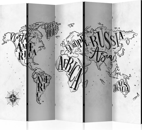 Paravento-Retro-Continents-(Grey)-II-[Room-Dividers]