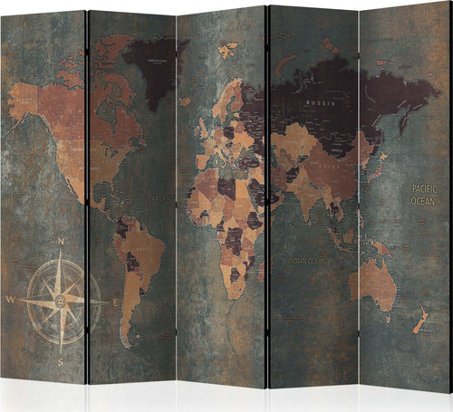 Paravento-Room-divider-–-Map-in-browns-and-greys