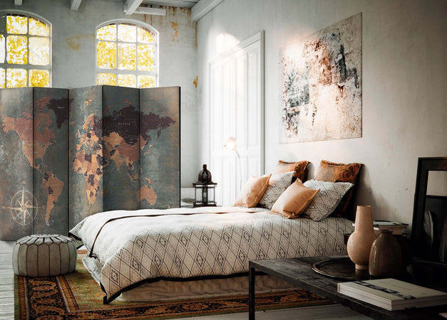 Paravento-Room-divider-–-Map-in-browns-and-greys
