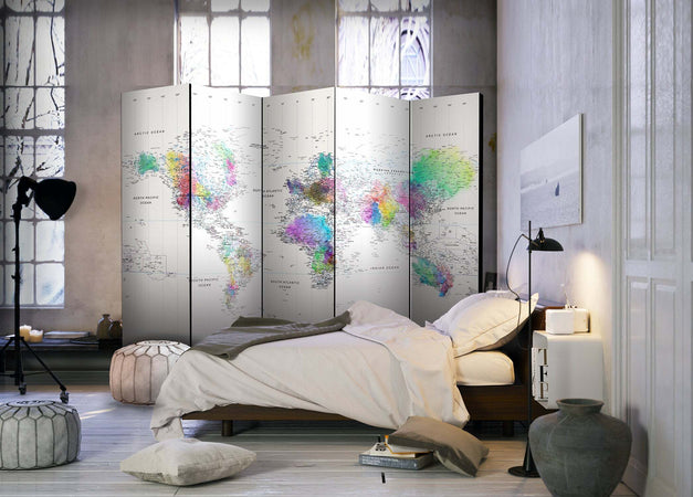 Paravento-Room-divider-–-Whitecolorful-world-map