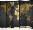 Paravento-Room-divider-World-map-on-dark-background
