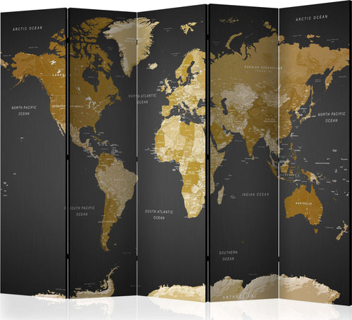 Paravento-Room-divider-World-map-on-dark-background