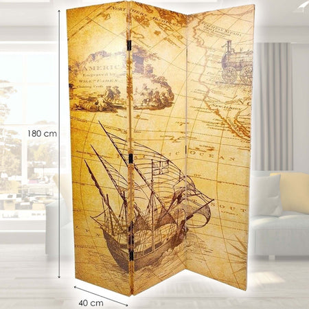 Paravento Separe Divisorio Con 3 Pannelli 180x120cm Stampa Fronte Retro Mappa Casa e cucina/Arredamento/Camera da letto/Paraventi Trade Shop italia - Napoli, Commerciovirtuoso.it