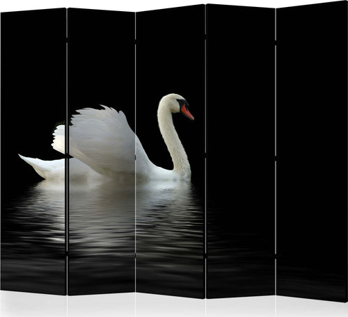 Paravento-swan-(black-and-white)-II-[Room-Dividers]