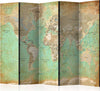 Paravento-Turquoise-World-Map-[Room-Dividers]