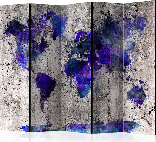 Paravento-World-Map:-Ink-Blots-II-[Room-Dividers]